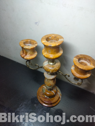 রাজকীয় ভিন্টেজ অনিক্স মার্বেল ও পিতলের ৩-মাথা মোমদানি